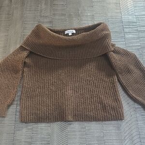 Francesca's Collections Chocolate Off-Shoulder Sweater